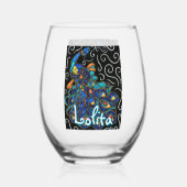 ピーコックチョークお洒落パステルバードパーソナライズされた ステムなしワイングラス (裏面)