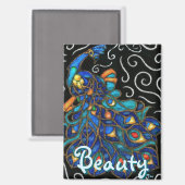 ピーコックチョークお洒落パステルバードパーソナライズされた マグネット (正面/裏面)