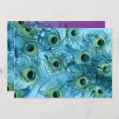 ピーコックティール(緑がかった色)とパープル 招待状 (正面/裏面)