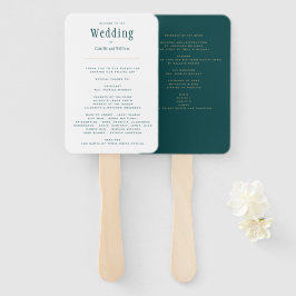 ピーコックティール（緑がかった色）グリーン結婚式 プログラム ハンドファン