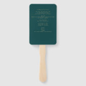 ピーコックティール（緑がかった色）グリーン結婚式 プログラム ハンドファン (裏面)