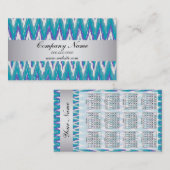 ピーコックティール(緑がかった色)トリバIジグザグポケット2019カレンダー 名刺 (正面/裏面)