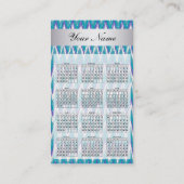 ピーコックティール(緑がかった色)トリバIジグザグポケット2019カレンダー 名刺 (裏面)