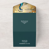 ピーコックテーマラグジュアリー3Dピーフクロウ結婚バードズ オールインワン招待状 (外側)