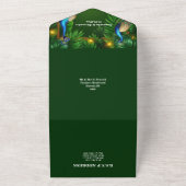 ピーコックテーマラグジュアリー3Dピーフクロウ金ゴールドブルー オールインワン招待状 (外側)