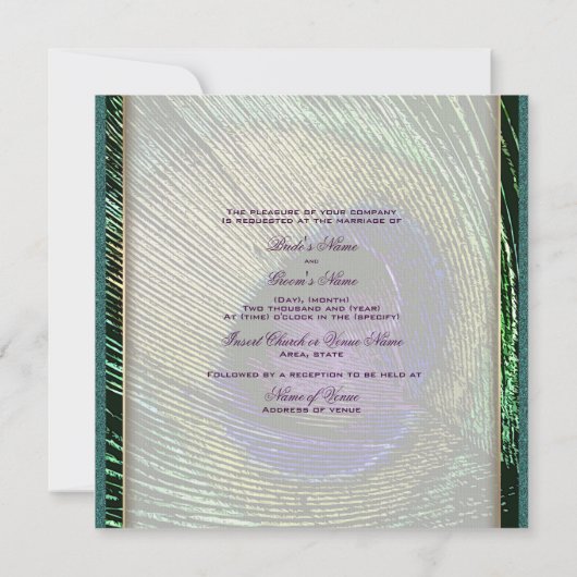 ピーコックテーマ結婚のカスタム 招待状 (裏面)