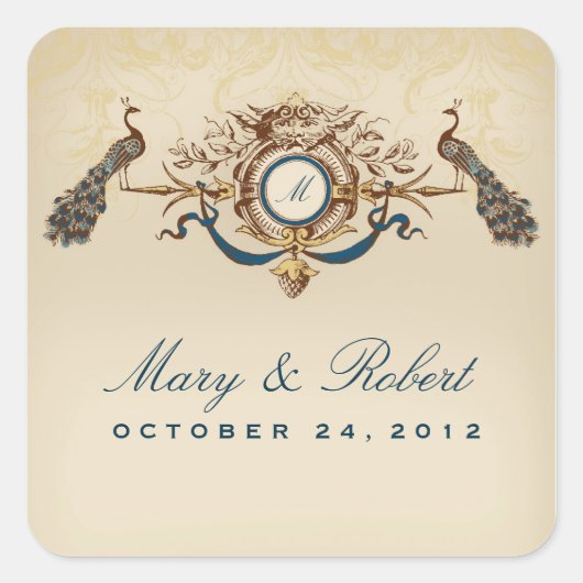 ピーコックテーマ結婚ズ スクエアシール (正面)
