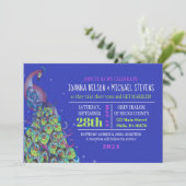 ピーコックテーマ結婚式招待状パーティー招待状ブルー 招待状 (スタンド正面)