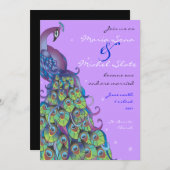 ピーコックテーマ結婚式招待状招待状パープル 招待状 (正面/裏面)