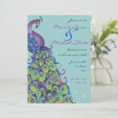 ピーコックテーマ結婚式招待状招待状ライトブルー 招待状 (スタンド正面)