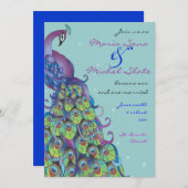 ピーコックテーマ結婚式招待状招待状ライトブルー 招待状 (正面/裏面)