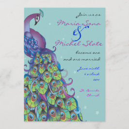 ピーコックテーマ結婚式招待状招待状ライトブルー 招待状