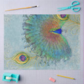 ピーコックデコップダスティーブルーズティール(緑がかった色)ヴィンテージ羽根 薄葉紙 (クラフト)