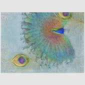 ピーコックデコップダスティーブルーズティール（緑がかった色）ヴィンテージ羽根 薄葉紙 (正面)