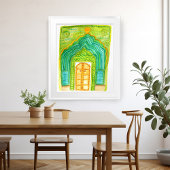 ピーコックドアウォーターカラージャイプールシティパレスグリーン ポスター