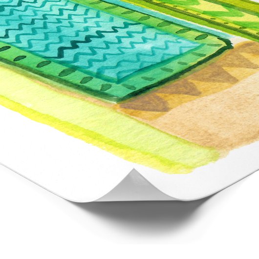 ピーコックドアウォーターカラージャイプールシティパレスグリーン ポスター (角)