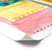 ピーコックドアウォーターカラージャイプールシティパレスピンク ポスター (角)