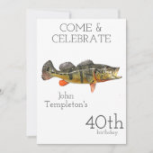 ピーコックバス魚釣りアダルトメンズ誕生日40th 招待状 (正面)