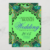 ピーコックバタフライトライバル結婚式招待状 招待状 (正面/裏面)