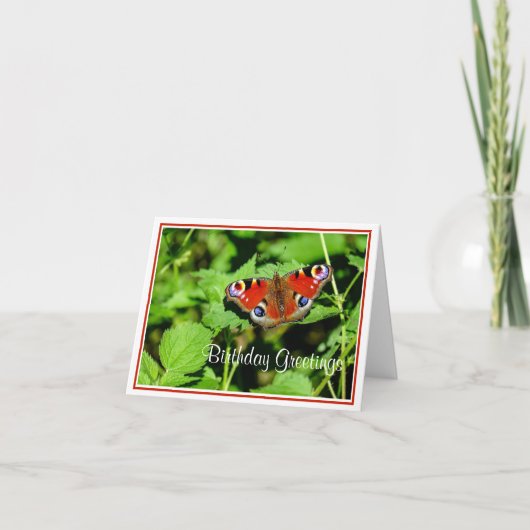 ピーコックバタフライ誕生日グリーティングカード カード (正面)