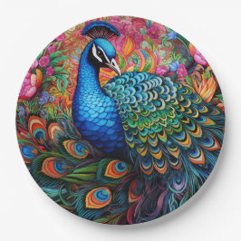 ピーコックバラエレガントかわいらし ペーパープレート