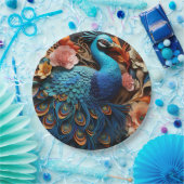 ピーコックバラエレガントかわいらし ペーパープレート (パーティー)