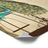 ピーコックバードケージプリント結婚クーカーの証明書 ポスター (角)