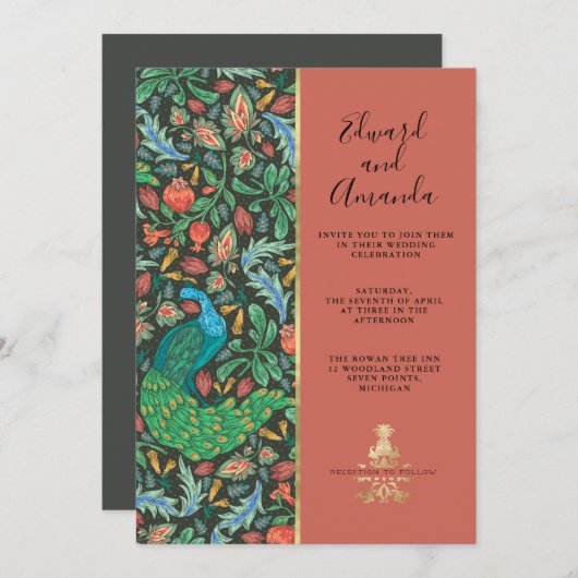 ピーコックパターン テラコッタ 招待状 (正面/裏面)
