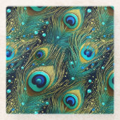 ピーコックパッション装飾用クッション ガラスコースター (正面)