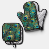 ピーコックパッション装飾用クッション 鍋つかみ&鍋敷きセット (正面/裏面)