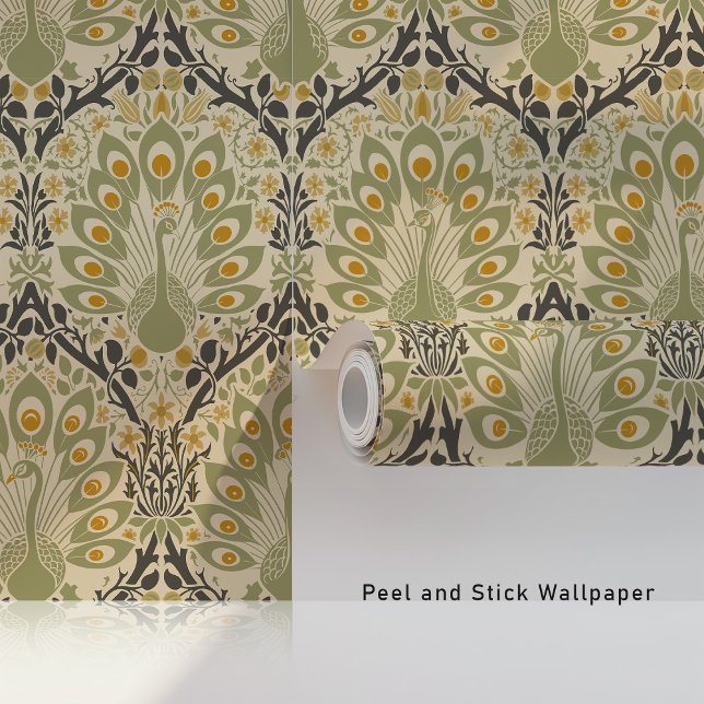 ピーコックパレードウォールペーパーアールヌーボー 壁紙 (クリエイターアップロード済み)