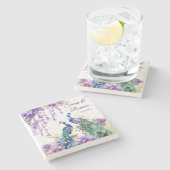 ピーコックパープルインディアン結婚式の引き出物ギフト ストーンコースター (横)