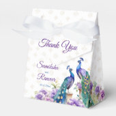 ピーコックパープルフラワーズインディアン結婚式の引き出物 フェイバーボックス (正面サイド)