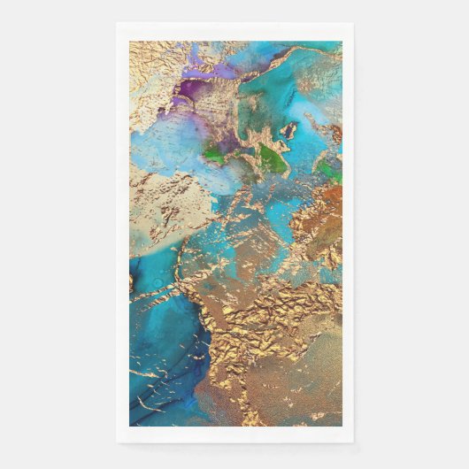 ピーコックパープルブルーフェイク金ゴールドフォイルシック (正面)