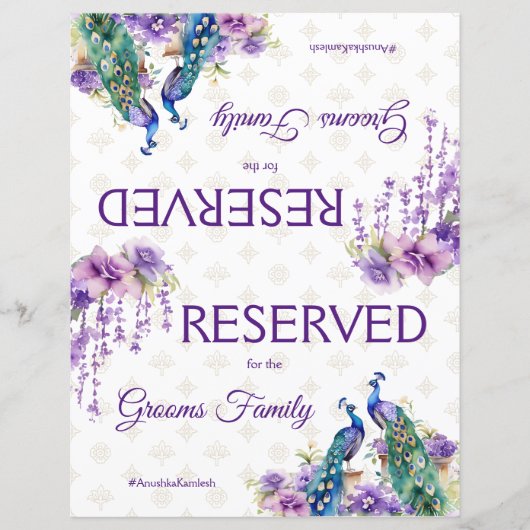 ピーコックパープル結婚インディアンの予約サイン (正面)
