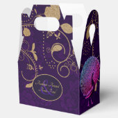 ピーコックパープル金ゴールドゲーブルビーフボックスパーソナライズされた フェイバーボックス (オープン)