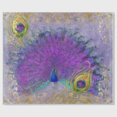 ピーコックパープル金ゴールドロココスクロールワークデコページ ラッピングペーパー (フラット)