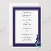 ピーコックパープル、ターコイズ、グリーンのウェディング招待状 招待状 (正面/裏面)