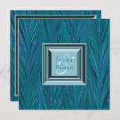 ピーコックパールパープルティール（緑がかった色）ブルー結婚ズ 招待状 (正面/裏面)