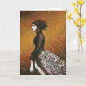 ピーコックビクトリアンガールグリーティングカード カード (黄色い花)