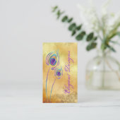 ピーコックビジネスパープルクリームヴィンテージダマスク 名刺 (スタンド正面)