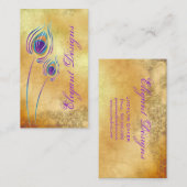 ピーコックビジネスパープルクリームヴィンテージダマスク 名刺 (正面/裏面)