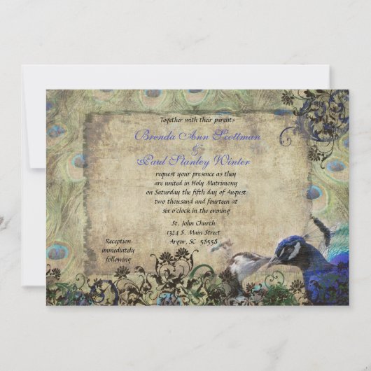 ピーコックビンテキスをするージウエディング招待状 招待状 (正面)
