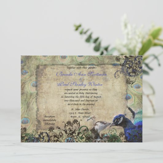 ピーコックビンテキスをするージウエディング招待状 招待状 (スタンド正面)