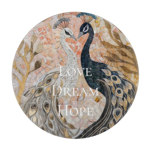 ピーコックピかわいらしンク金ゴールドクリスマス カッティングボード (正面)