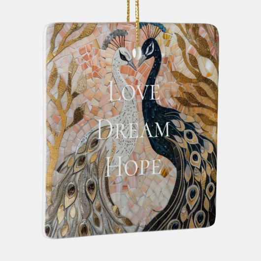 ピーコックピかわいらしンク金ゴールドクリスマス セラミックオーナメント (右)