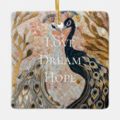 ピーコックピかわいらしンク金ゴールドクリスマス セラミックオーナメント (正面)