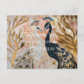 ピーコックピかわいらしンク金ゴールドクリスマス ポストカード (正面)