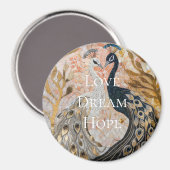 ピーコックピかわいらしンク金ゴールドクリスマス マグネット (正面/裏面)