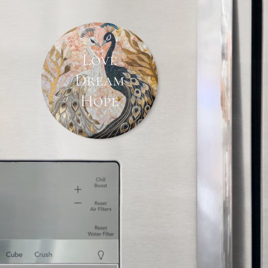 ピーコックピかわいらしンク金ゴールドクリスマス マグネット (インサイチュ (冷蔵庫))